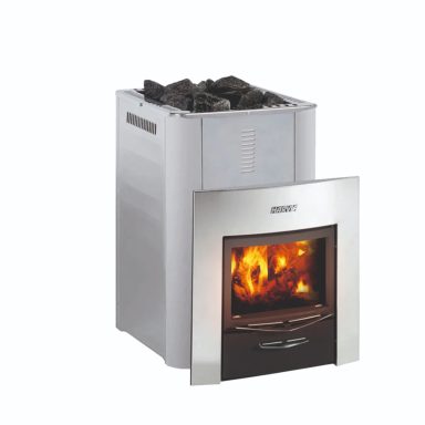 Holzbeheizter Saunaofen 14 KW von außen zu befeuern