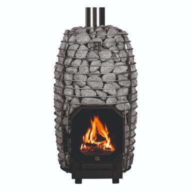 Holzofen 12 KW beheizen in der Saunakabine